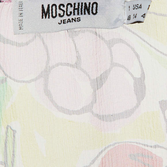 Moschino Jeans Multicolor Fruits Print Silk V-Neck Blouse L - Picture 5 of 6